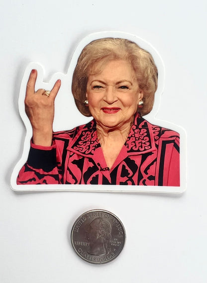 Betty White Metal Vinyl Sticker