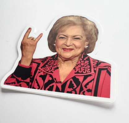 Betty White Metal Vinyl Sticker